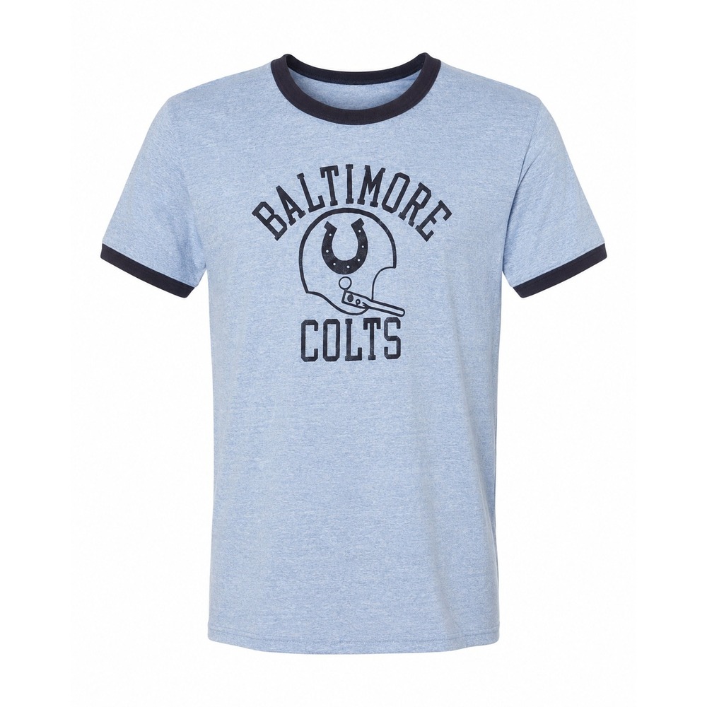 Vintage Russell Athletic Baltimore Colts Ringer T-Shirt Blue Gold Tag Large USA‎